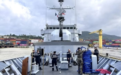 Close-up of French Navy ship visiting Da Nang